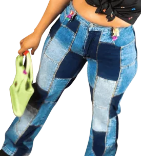 00's/90's Style Patchwork Denim Jeans