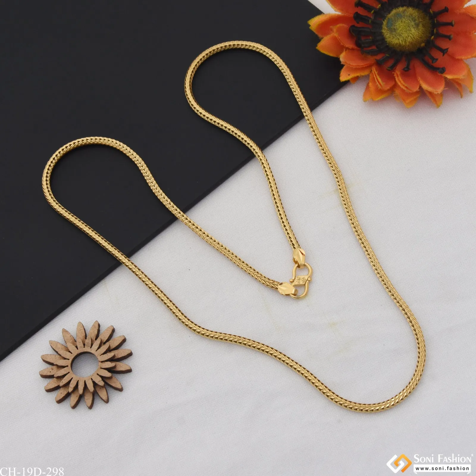 1 Gram Gold Plated Best Quality Elegant Design Chain for Men - Style D298