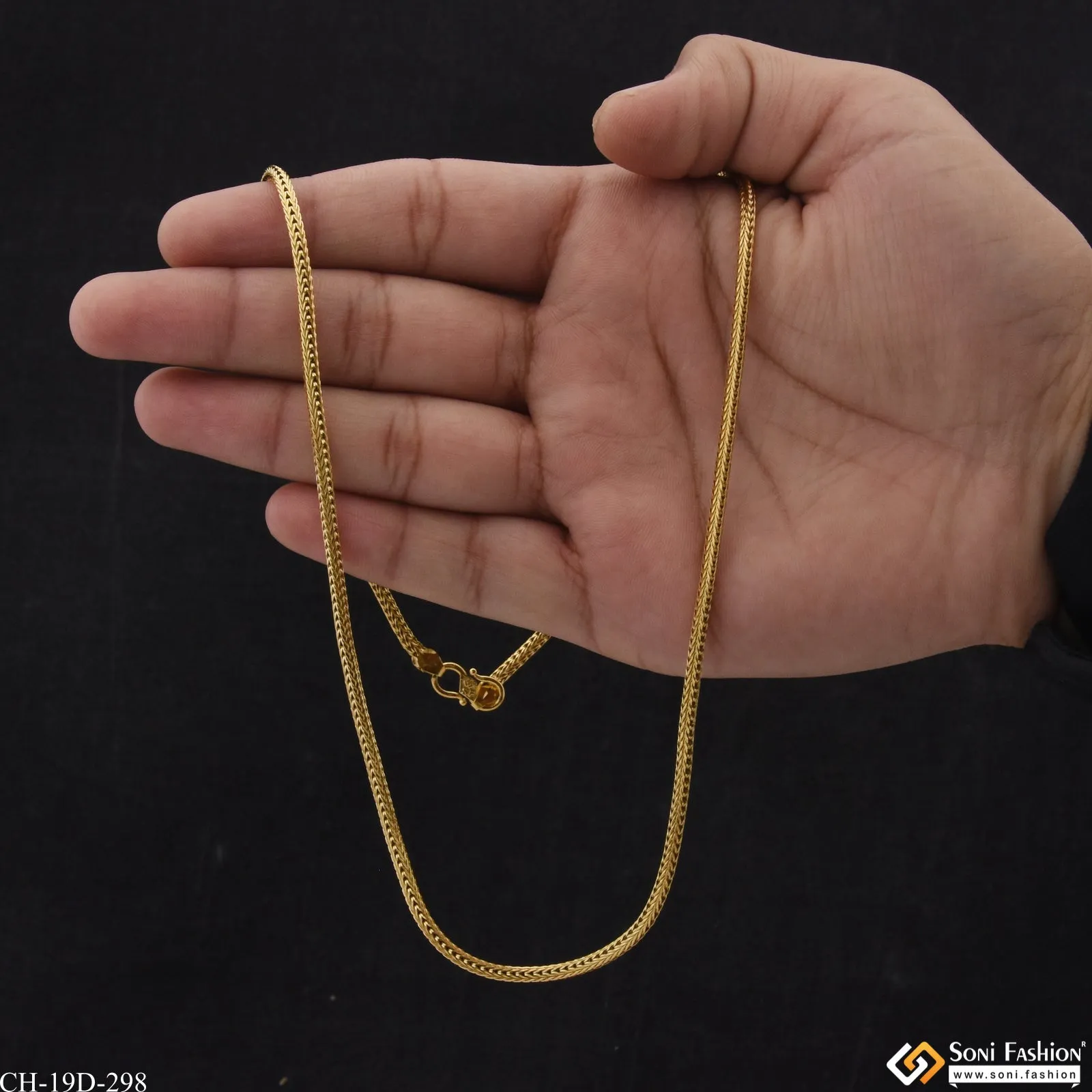 1 Gram Gold Plated Best Quality Elegant Design Chain for Men - Style D298