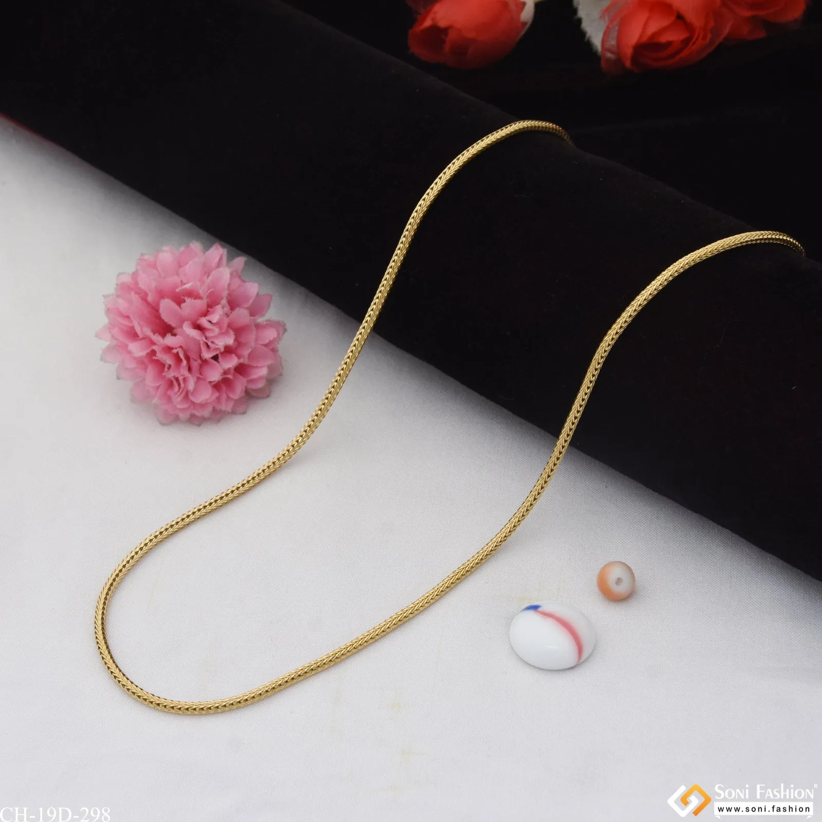 1 Gram Gold Plated Best Quality Elegant Design Chain for Men - Style D298