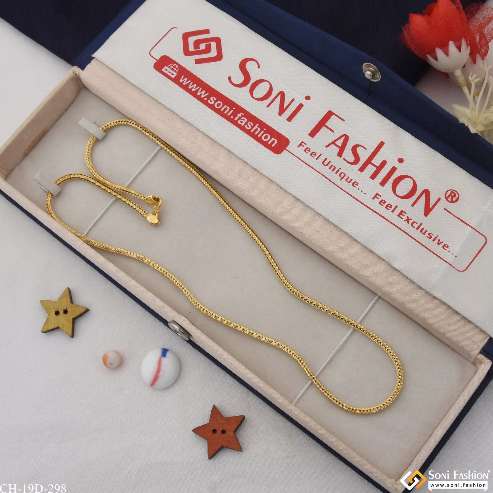 1 Gram Gold Plated Best Quality Elegant Design Chain for Men - Style D298