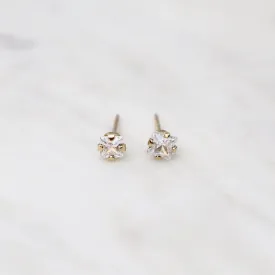 14k Gold Square CZ Stud Earrings