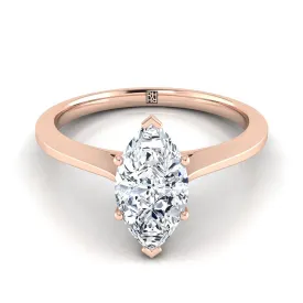 14K Rose Gold Marquise   Timeless Solitaire Comfort Fit Engagement Ring