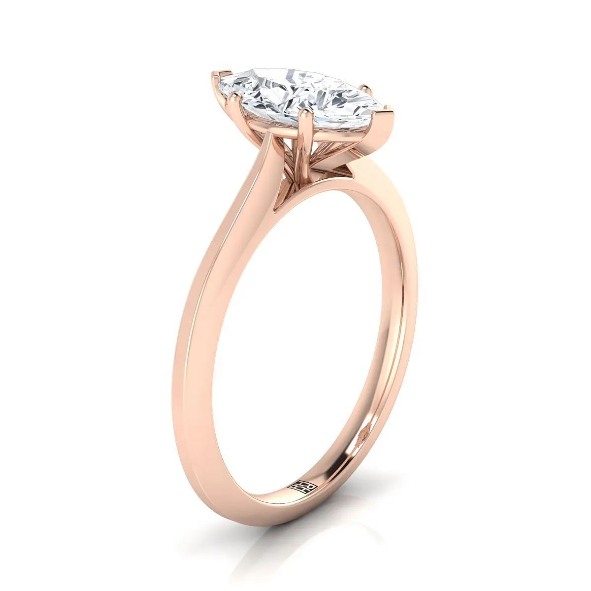 14K Rose Gold Marquise   Timeless Solitaire Comfort Fit Engagement Ring