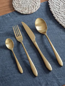 16 Piece Set of Cutlery in Brass