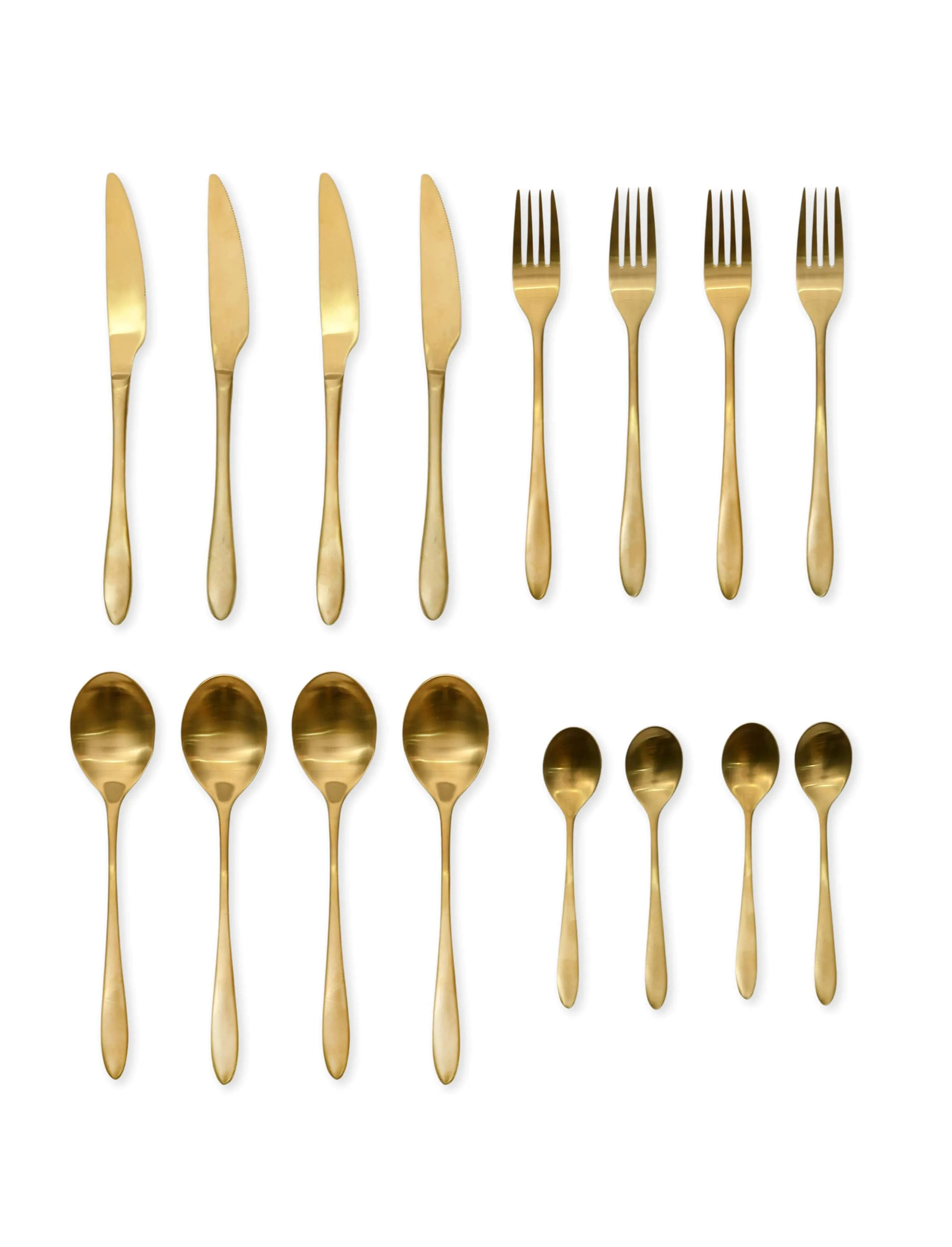 16 Piece Set of Cutlery in Brass