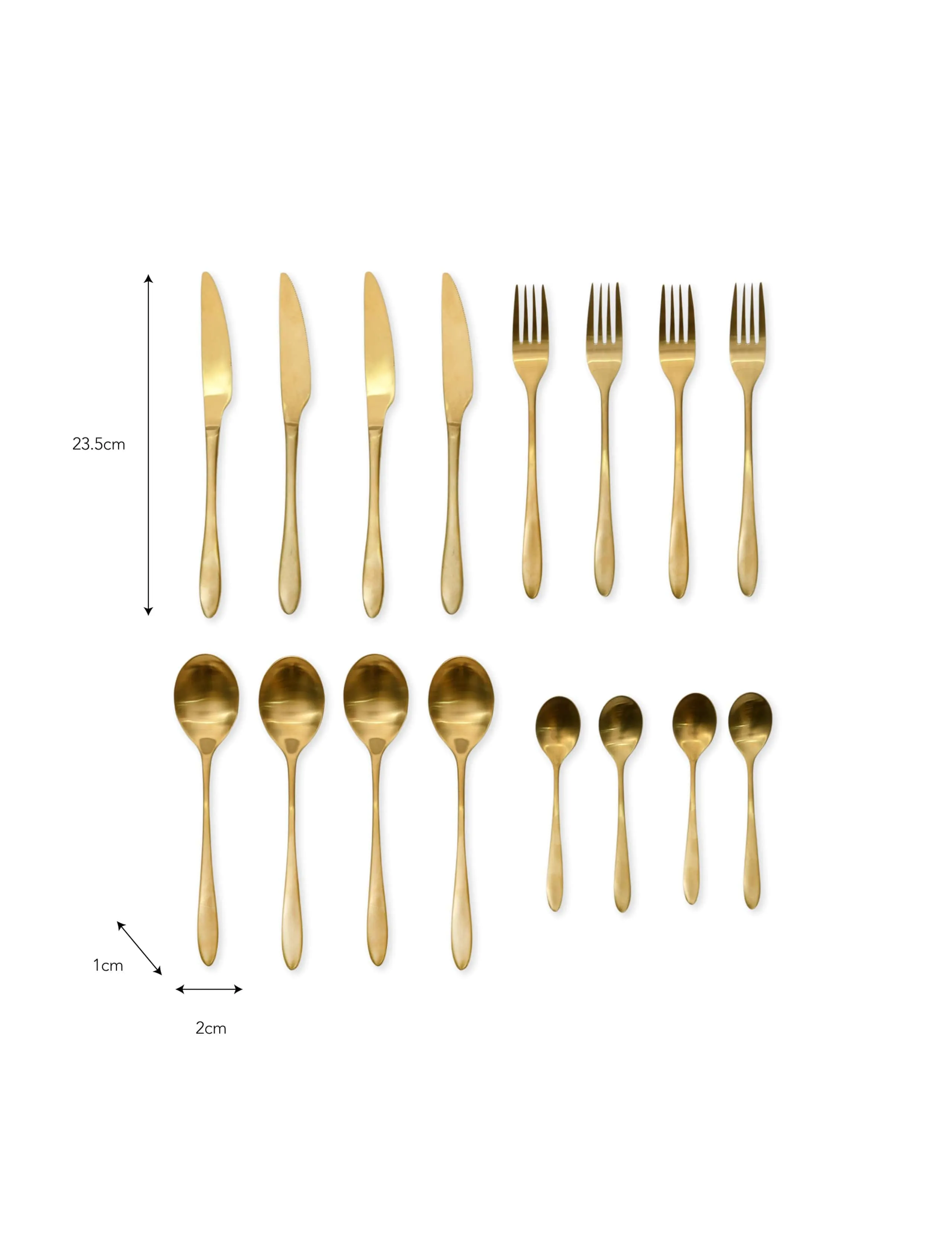 16 Piece Set of Cutlery in Brass