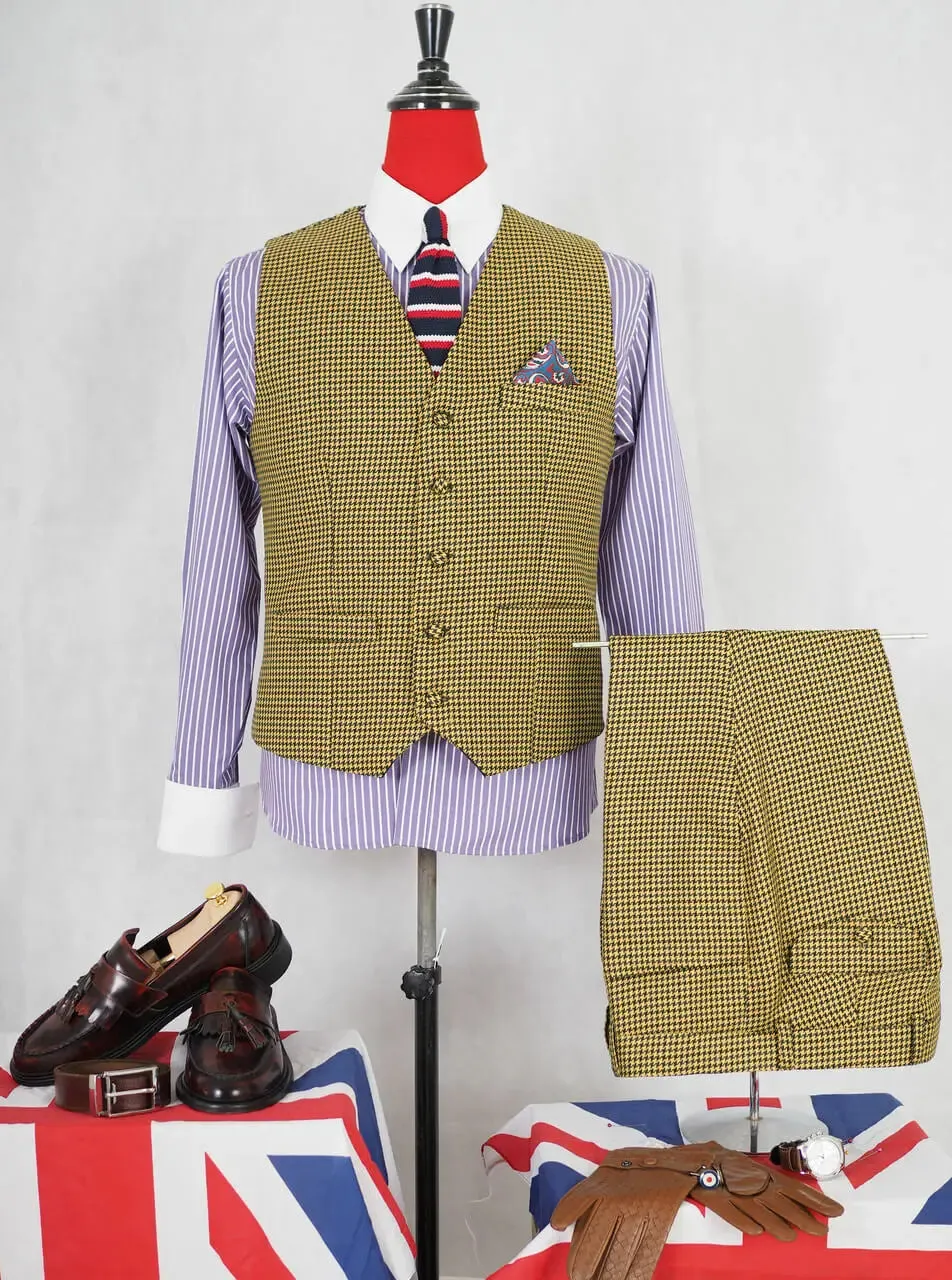 3 Piece Suit - Brown And Black Houndstooth Suit