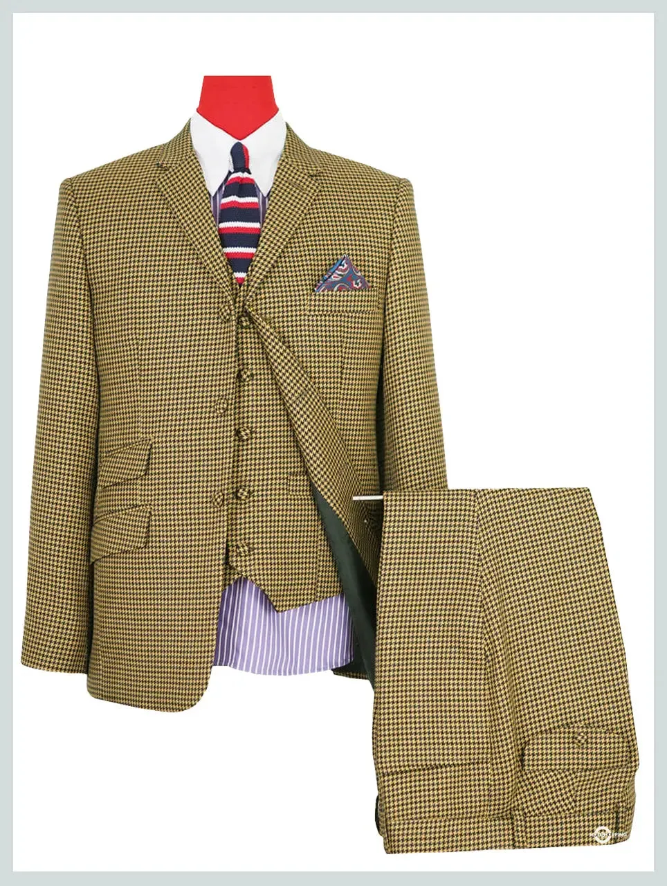 3 Piece Suit - Brown And Black Houndstooth Suit