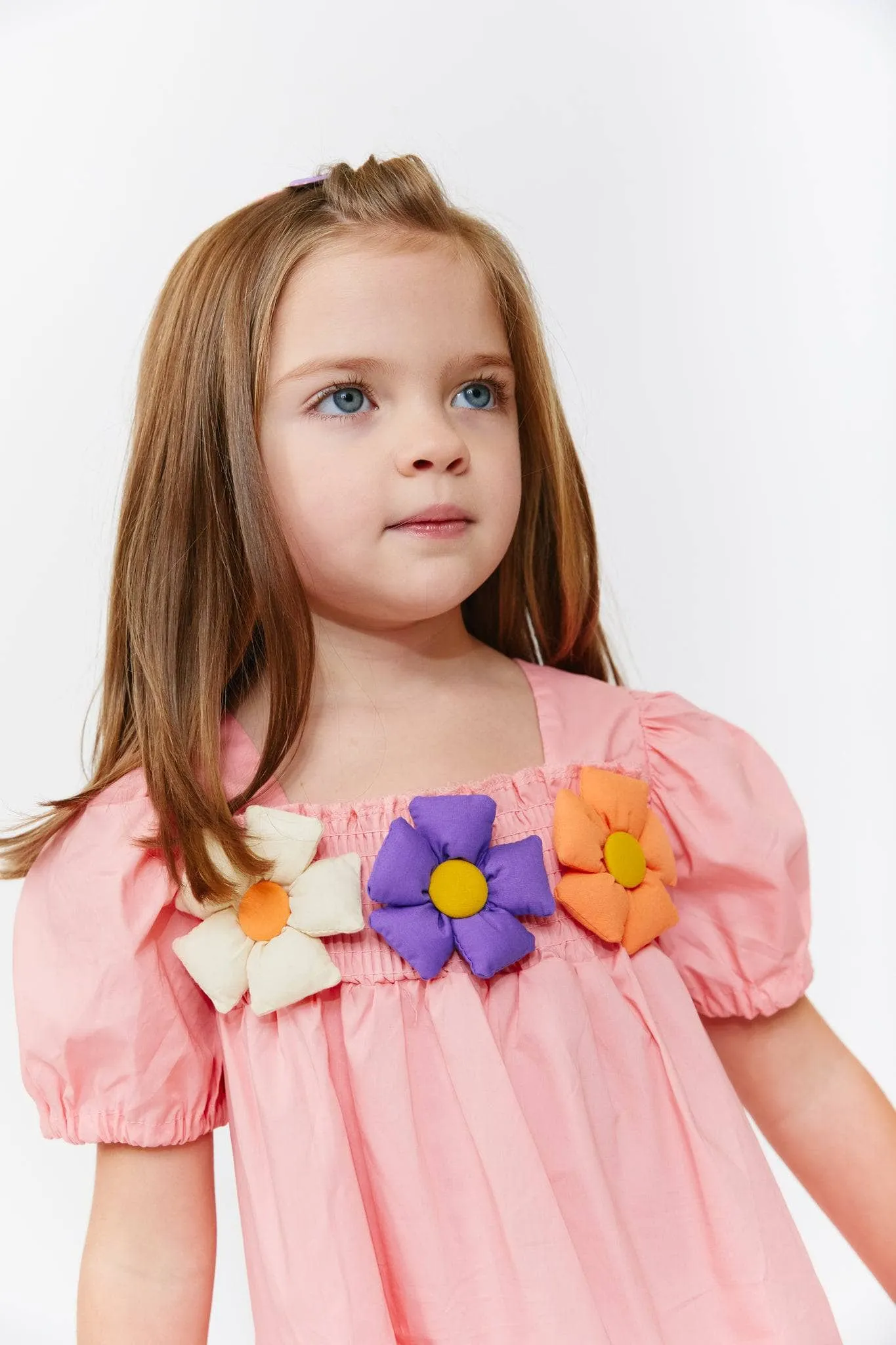 3D Flower Puffy Sleeve Dress