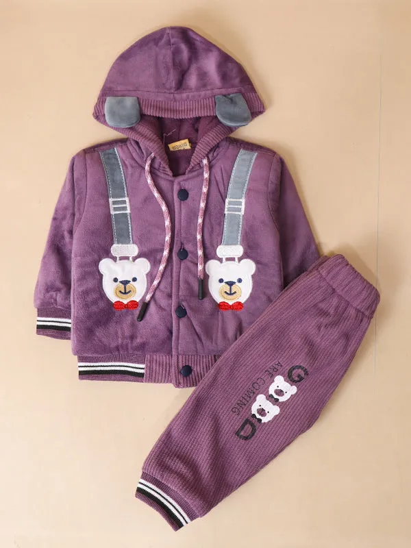 3Mth - 9Mth Good Purple Hooded Baba Suit For Newborns AJ NBS138