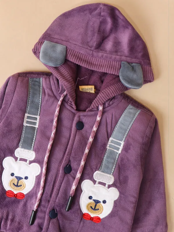 3Mth - 9Mth Good Purple Hooded Baba Suit For Newborns AJ NBS138