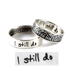 90% Silver Custom Engraved with Actual Handwriting Quarter Ring - 25th Anniversary Gift