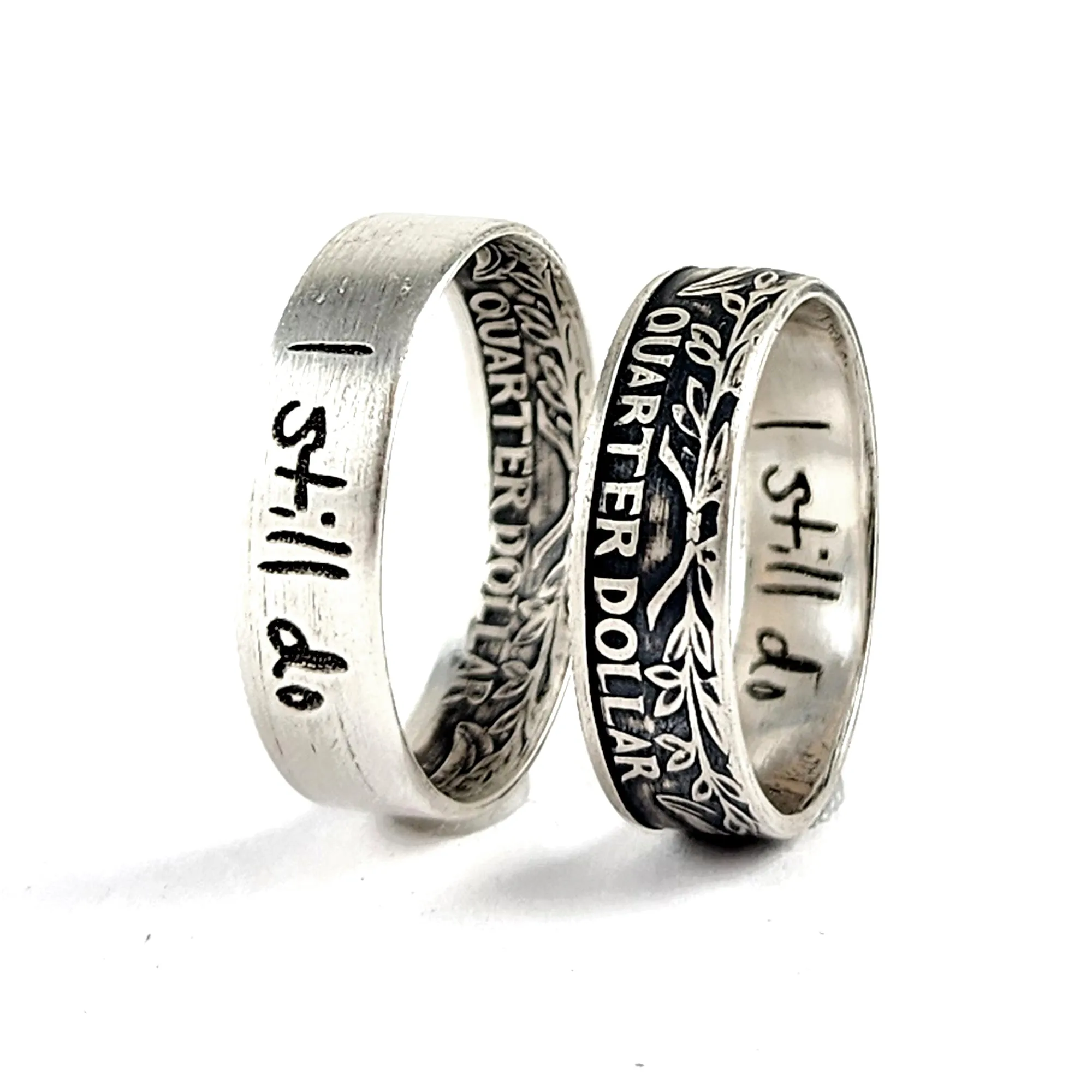 90% Silver Custom Engraved with Actual Handwriting Quarter Ring - 25th Anniversary Gift