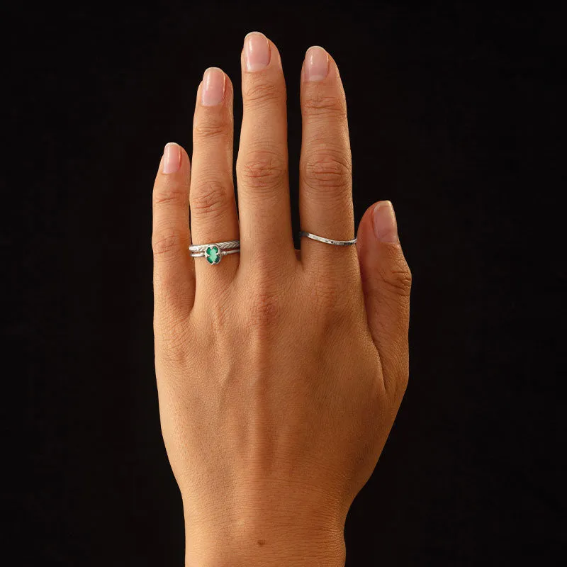 Abbey Ring, Green Onyx, Silver