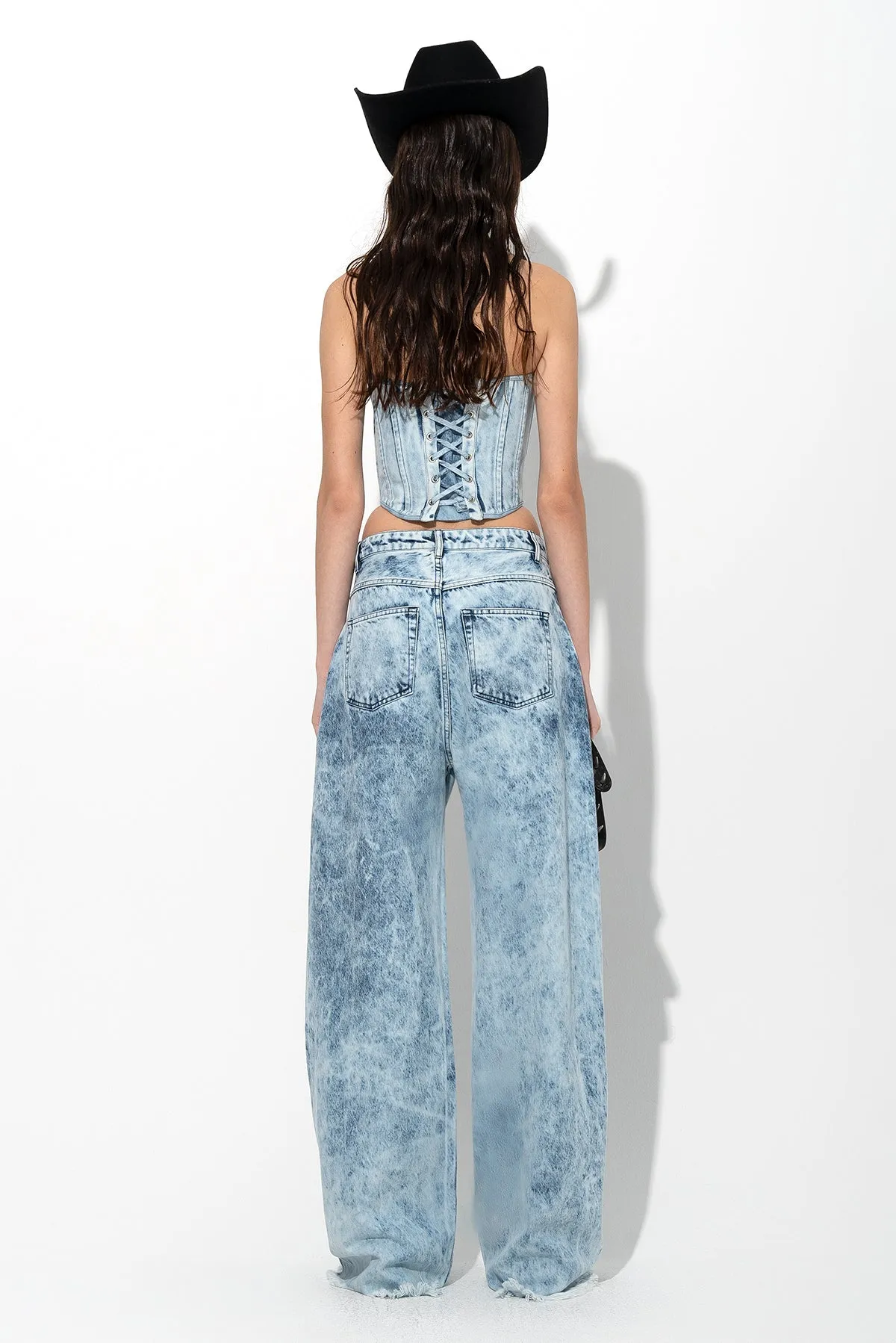 ACID WASH DENIM SHAPED CORSET