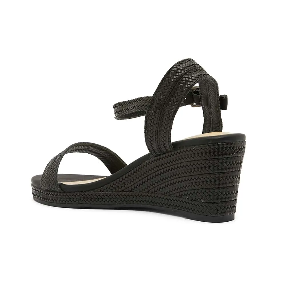 Adena Heel in Black Smooth