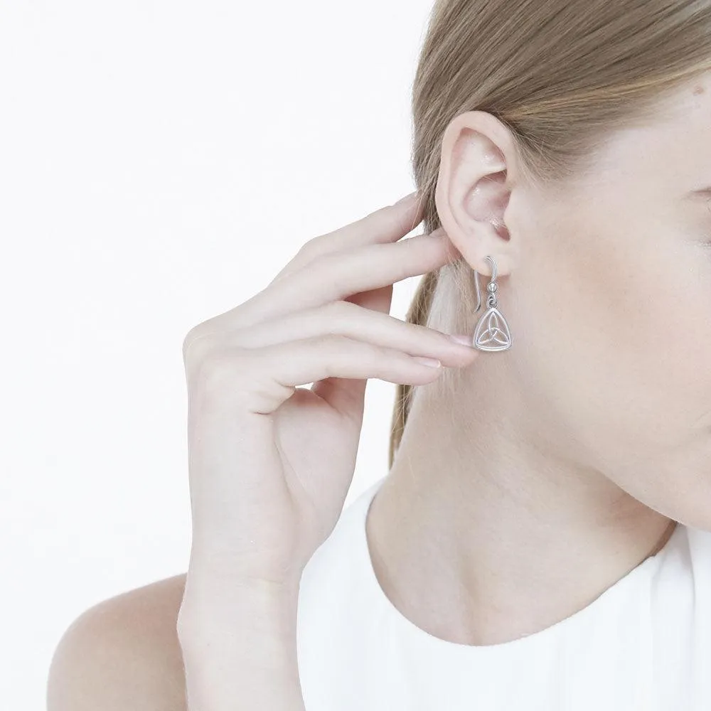 Adorned by the timeless Celtic Triquetra ~ Sterling Silver Jewelry Dangling Earrings TE745