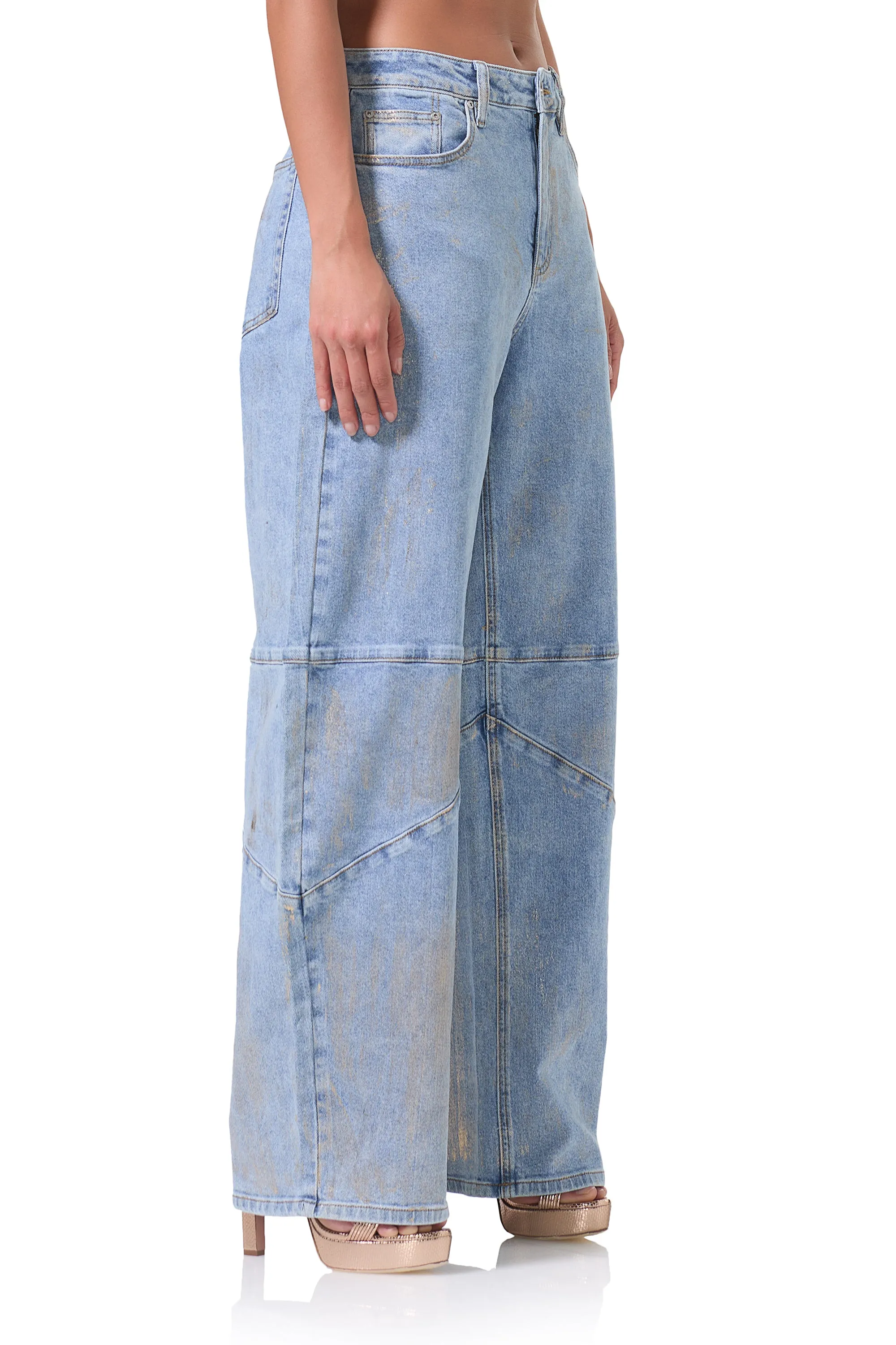 Ajax Barrel Jean - Gold Metallic