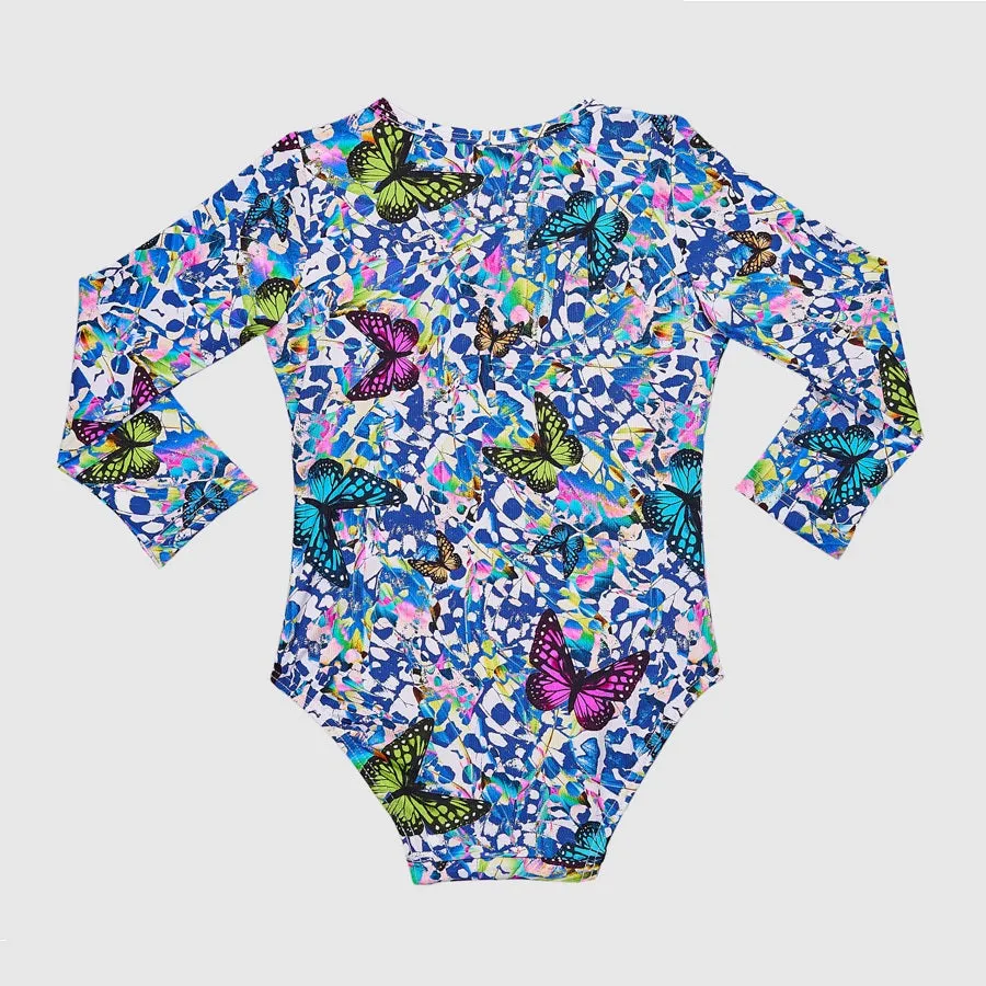 Aqua Blu Frill Long Sleeve One Piece Kids AG2002MP - Mariposa