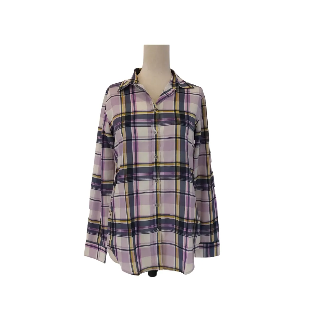 Banana Republic Purple Checked Collared Shirt | Like New |