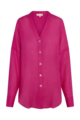 Barcelona Tunic - Dragon Fruit Crinkle Linen