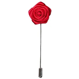 Bassin and Brown Rose Flower Lapel Pin - Red