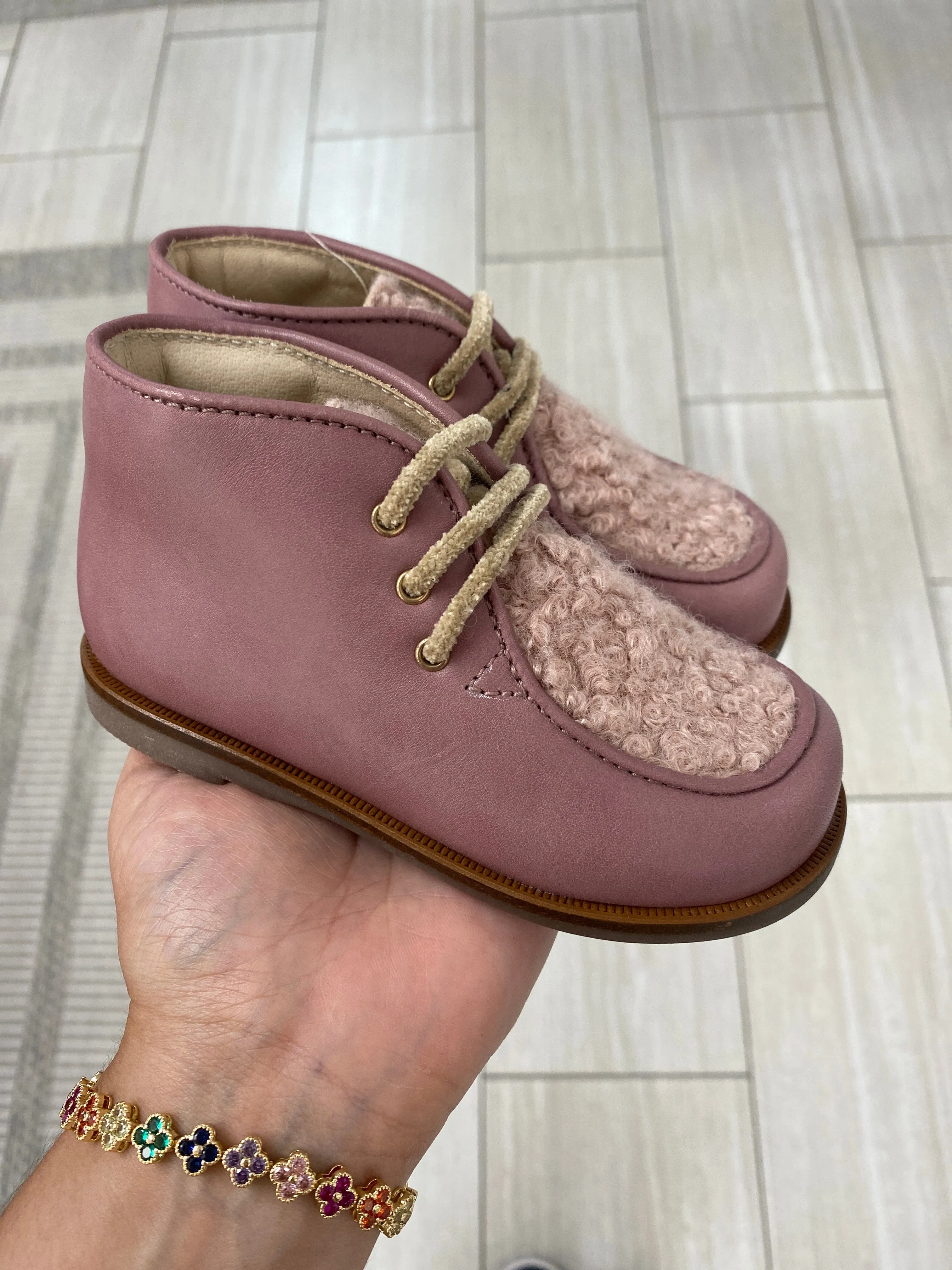 Beberlis Pink Shearling Baby Bootie