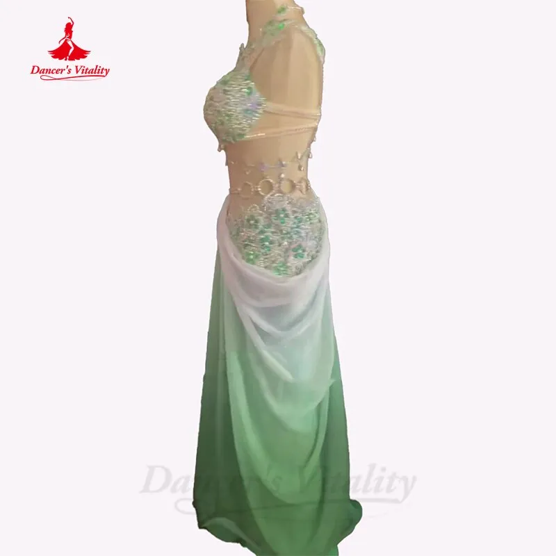 Belly Dance Costume Women High-End Custom Senior Bra Tencel Long Skirt 2pcs Female Children Oriental Belly Dancing Wear Outfit