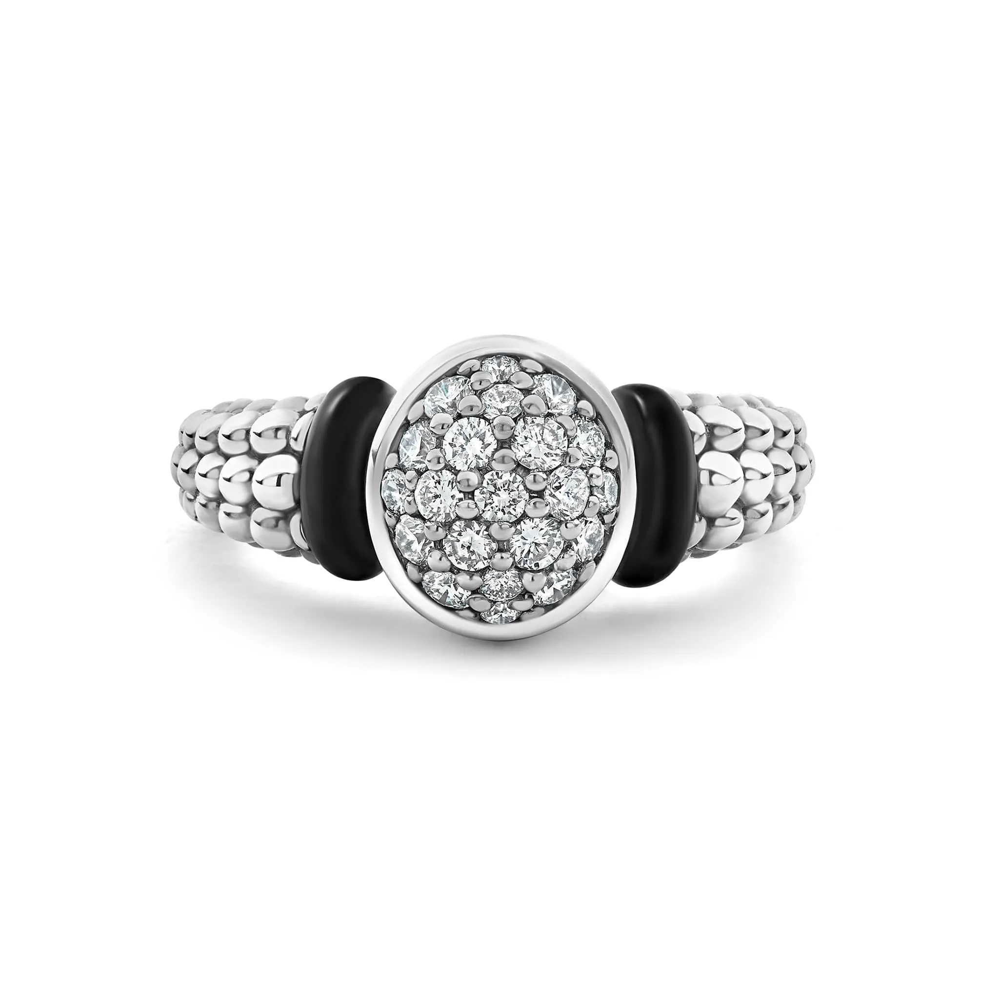 Black Caviar Circle Ceramic Caviar Diamond Ring