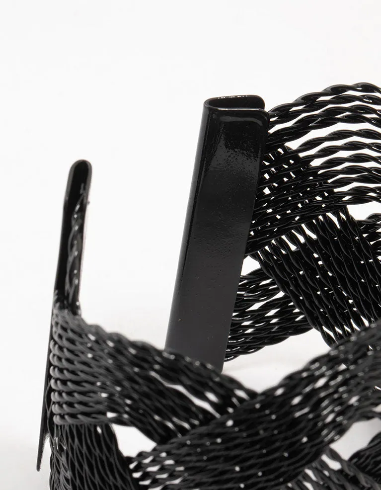 Black Coated Crossover Twisted Wrist Cuff