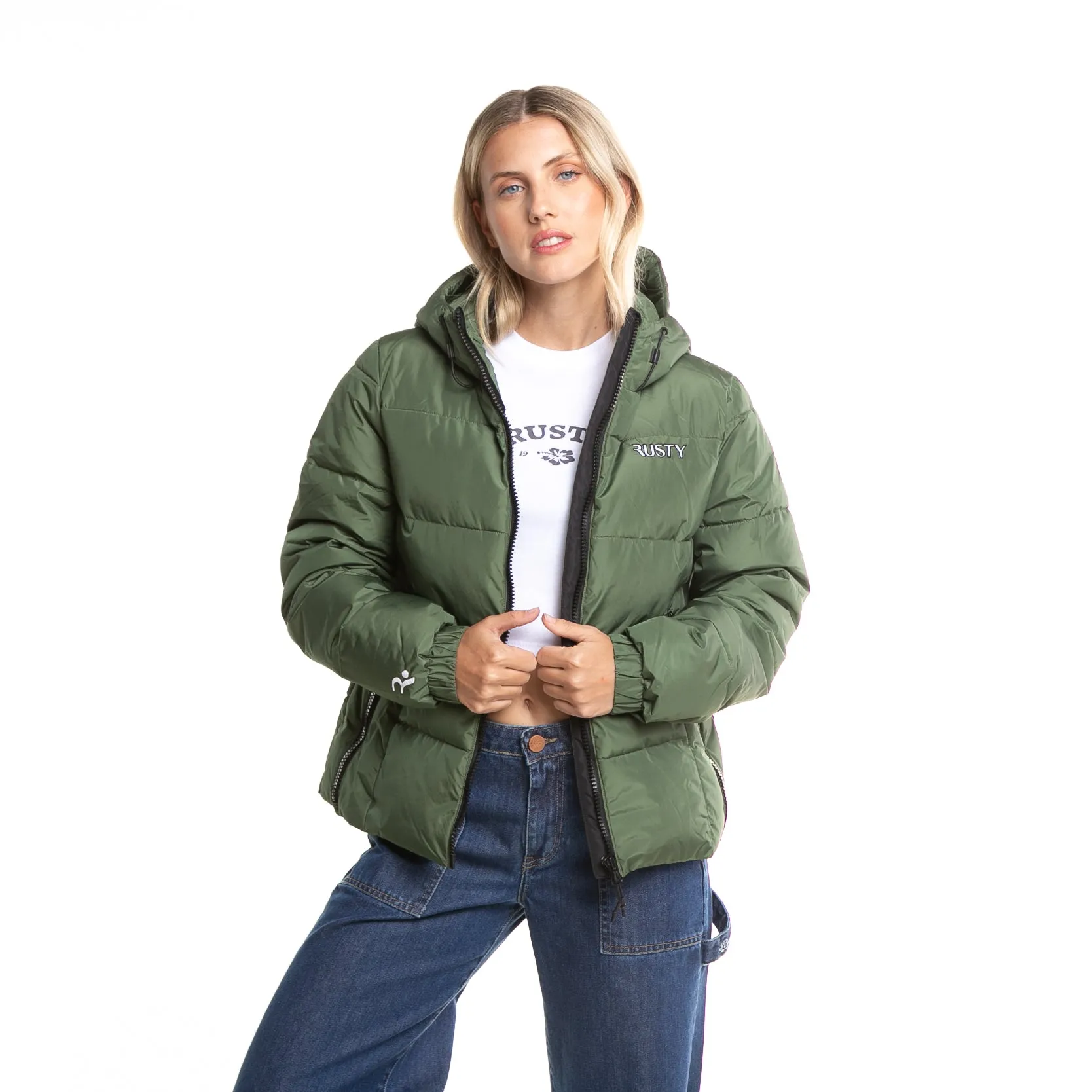 Campera Abrigo Rusty Stella Puffer Coat Ld* Army