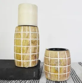 Checked Candle Holder Set