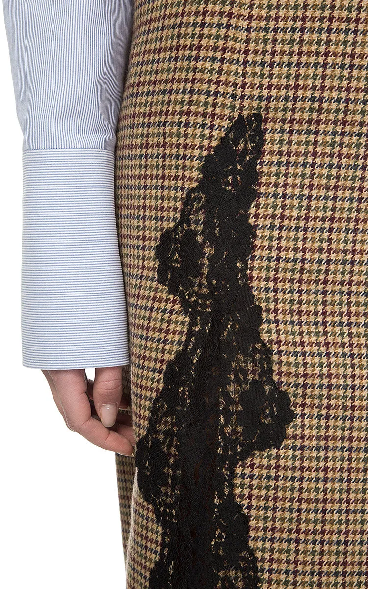 Checked Dress with Black Lace
