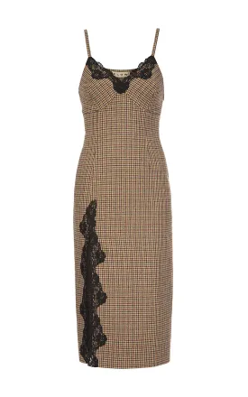 Checked Dress with Black Lace