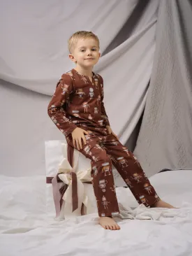 CHRIS - BOYS PYJAMA BROWN ROBOTS