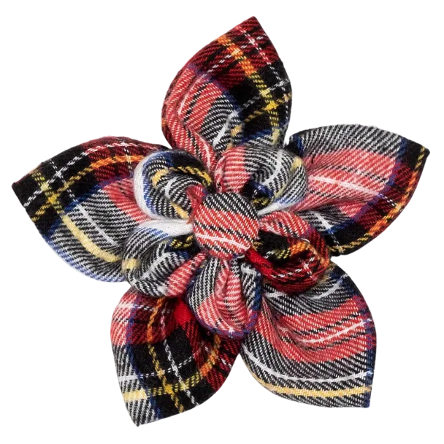 Collar Flower | Stewart Tartan Plaid Red