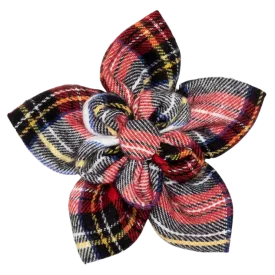 Collar Flower | Stewart Tartan Plaid Red