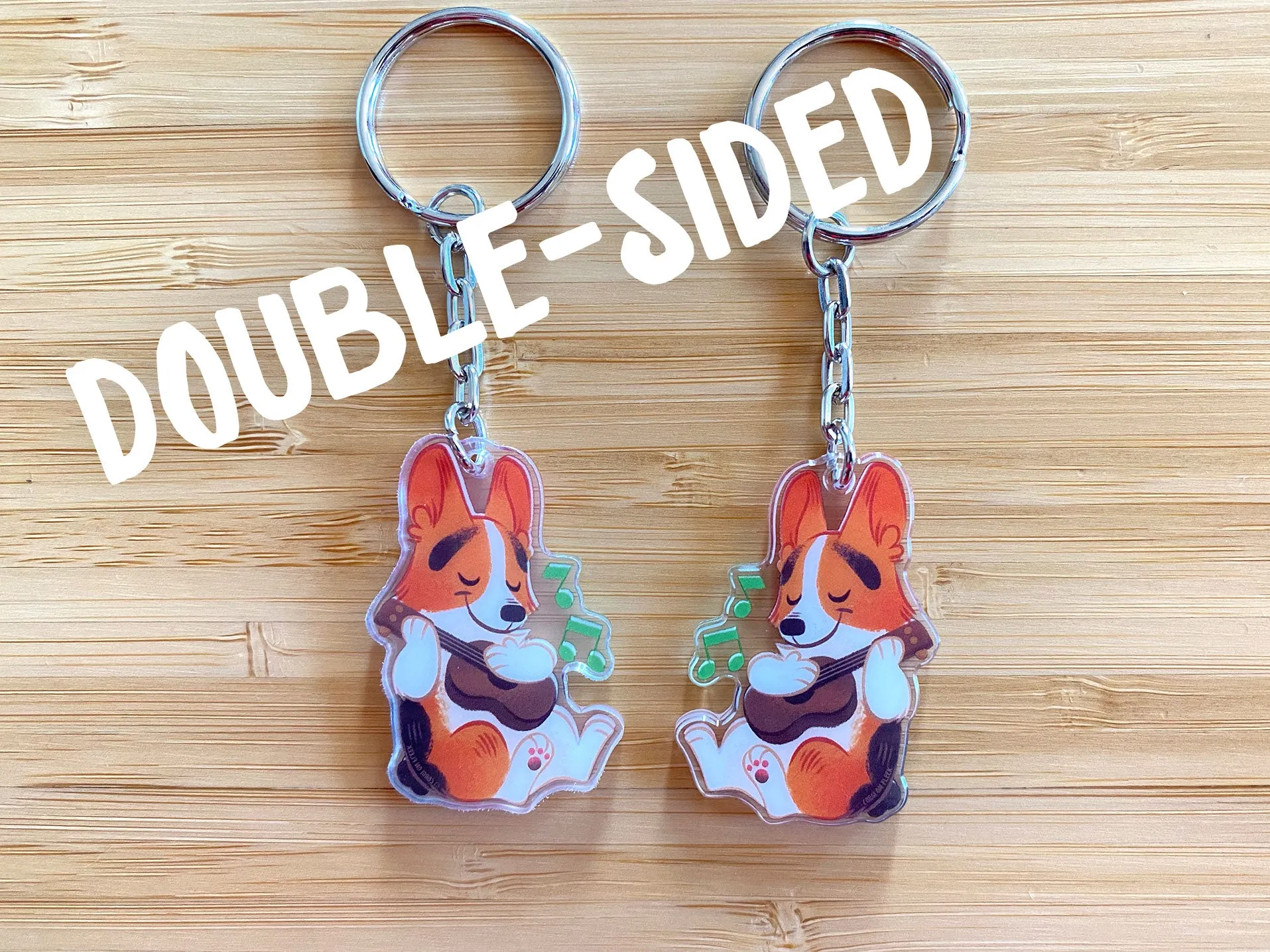 Corgi   Ukulele Acrylic Keychain