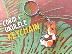 Corgi   Ukulele Acrylic Keychain