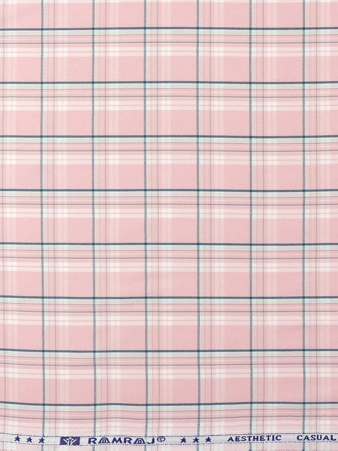 Cotton Rich Checked Shirt Fabric Light Pink High Style