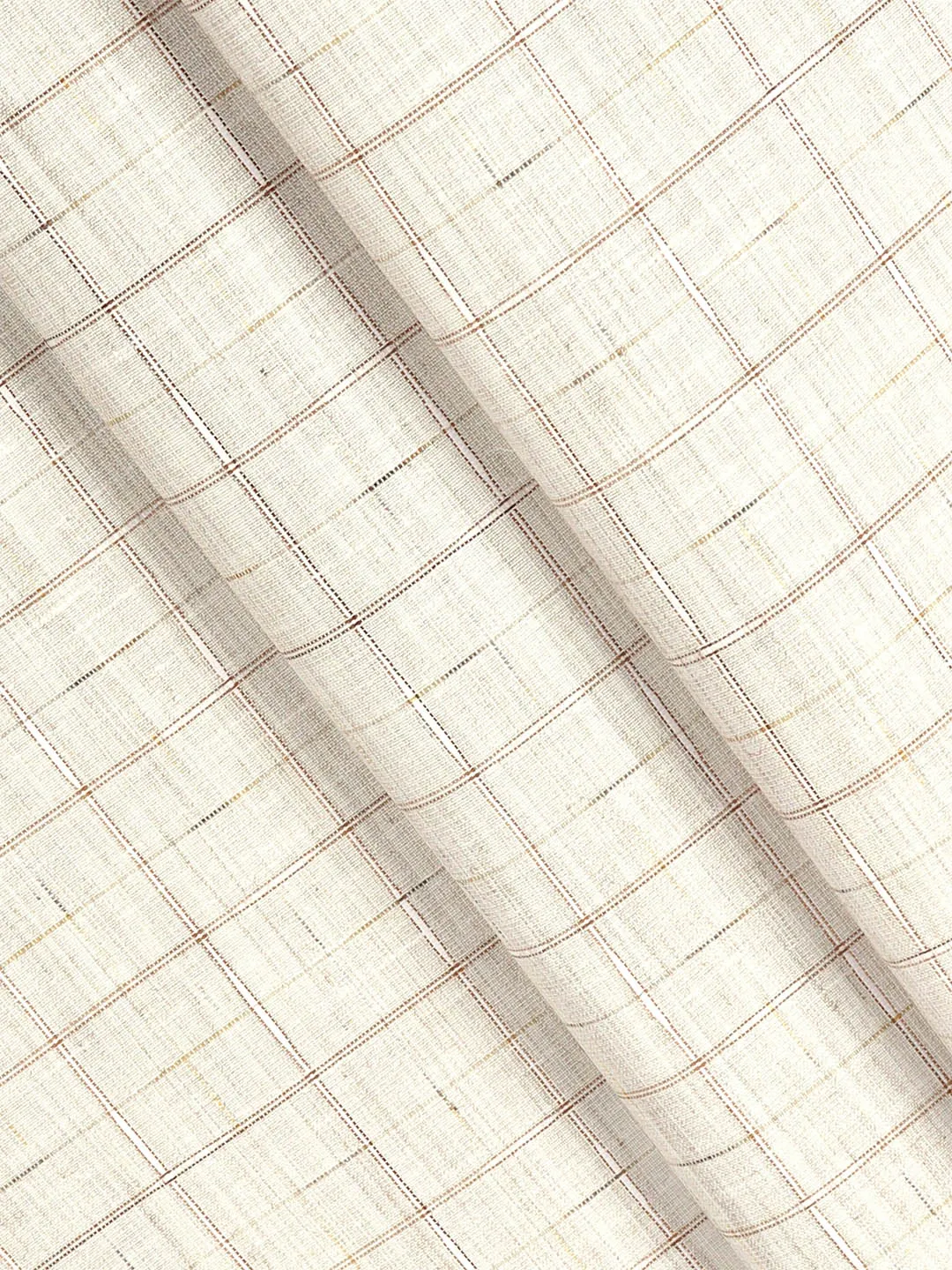 Cotton Rich Cream Check Shirt Fabric-Galaxy Art