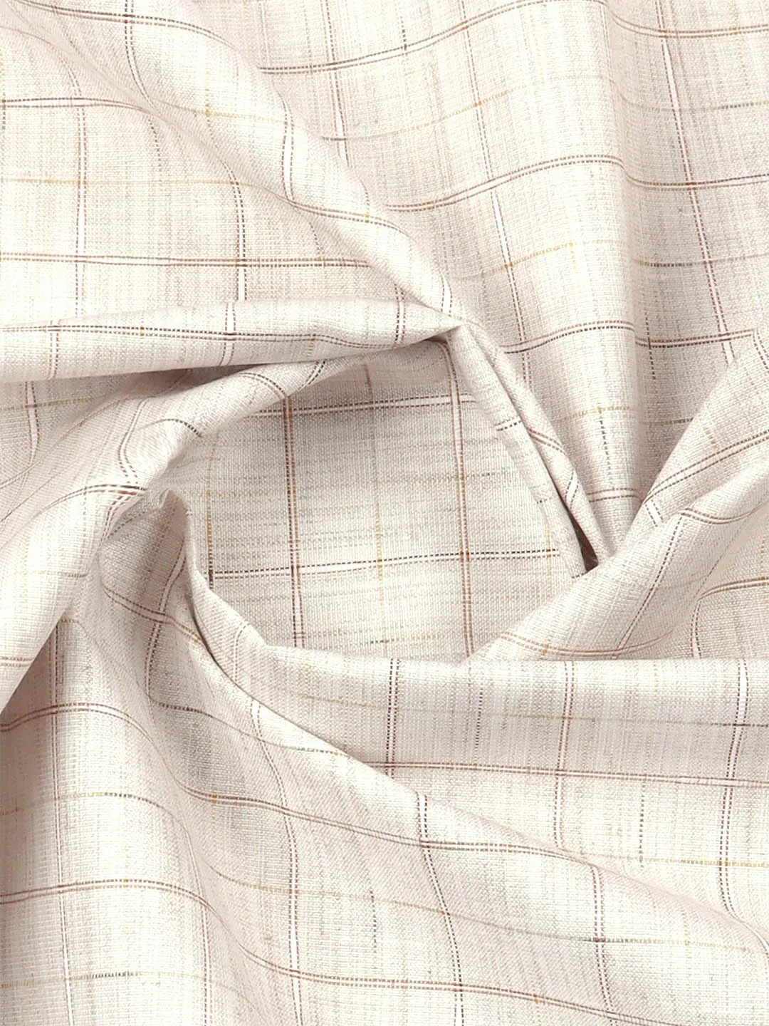 Cotton Rich Cream Check Shirt Fabric-Galaxy Art