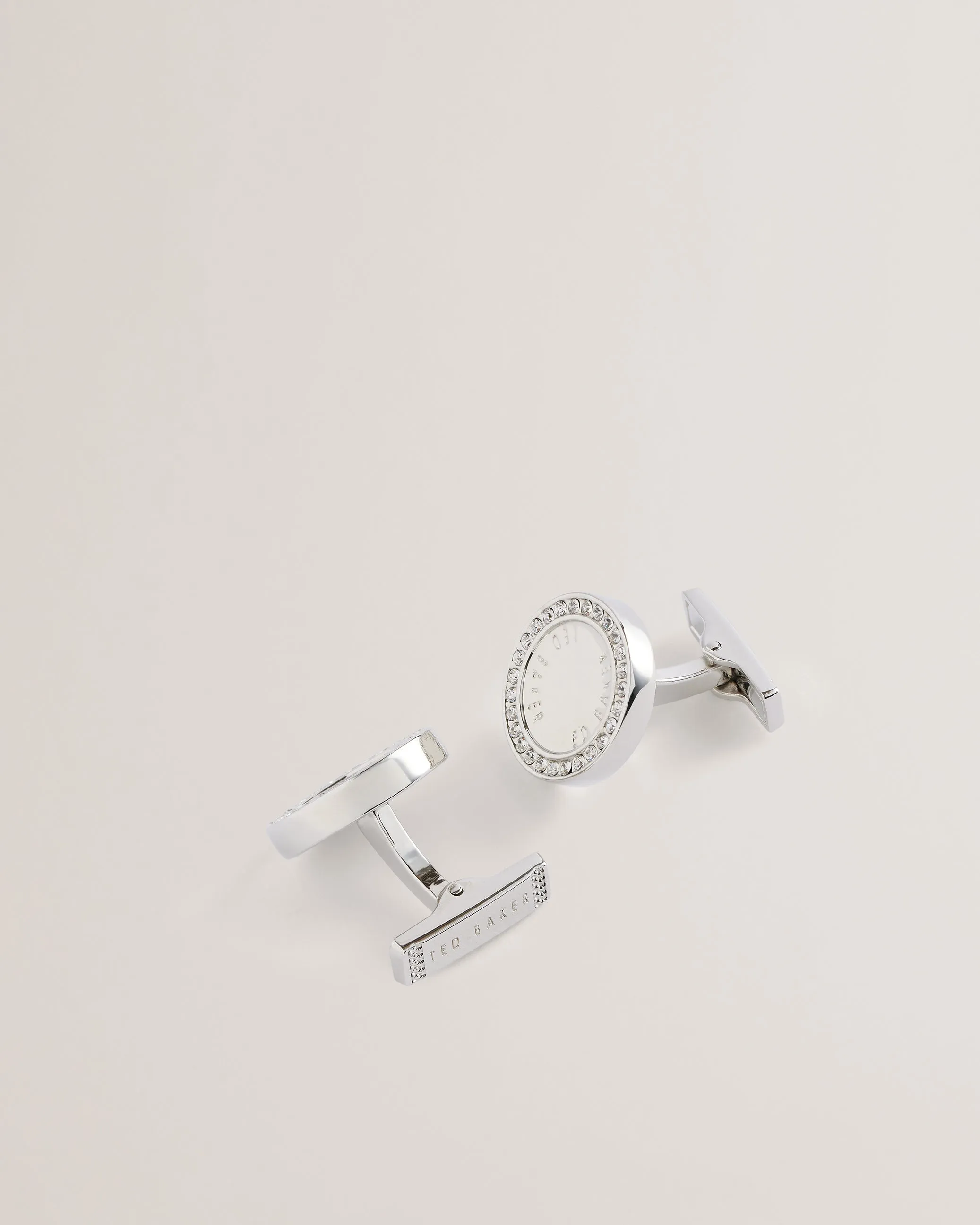 Cruz Round Crystal Cufflinks Silver