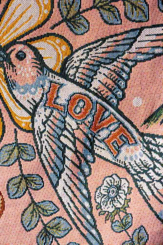 Denim & Bone Blue Lovebirds Woven Cotton Throw