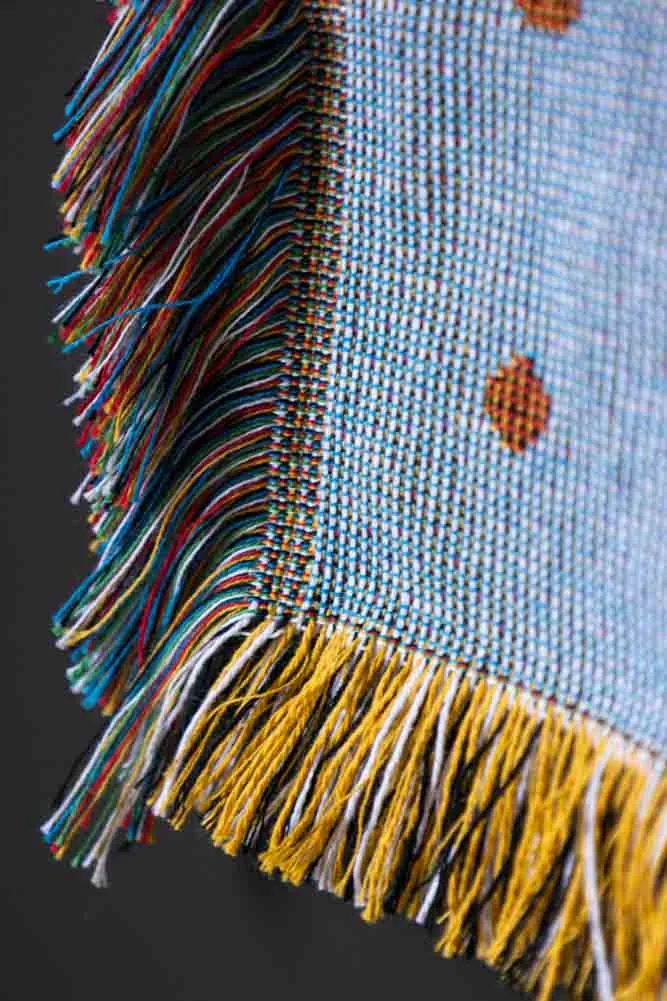 Denim & Bone Blue Lovebirds Woven Cotton Throw