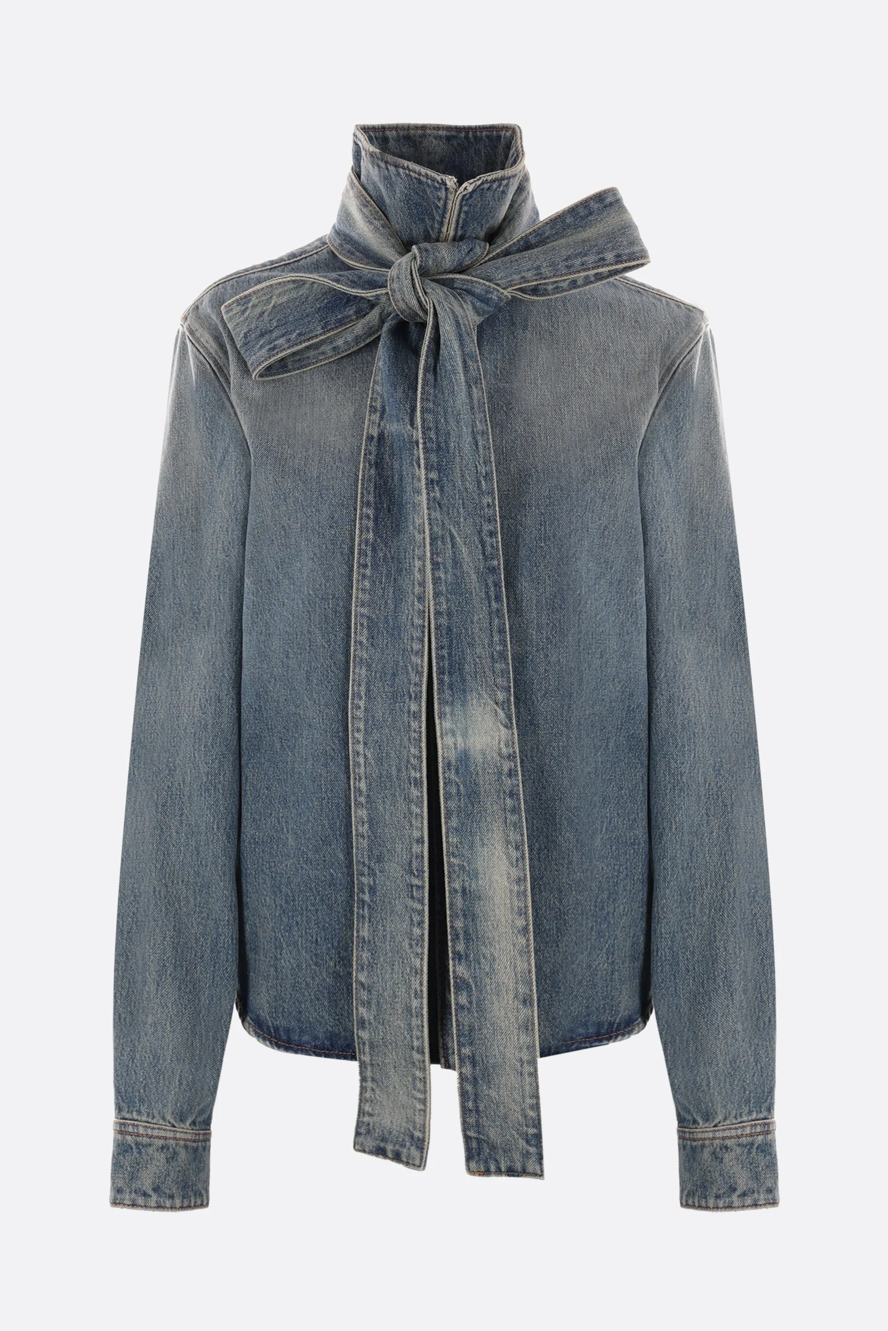 denim shirt with bow