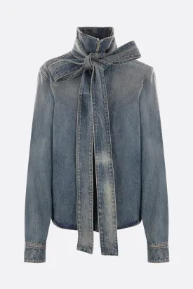 denim shirt with bow