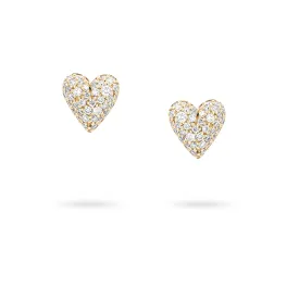 Diamond Puffy Heart Stud Earrings