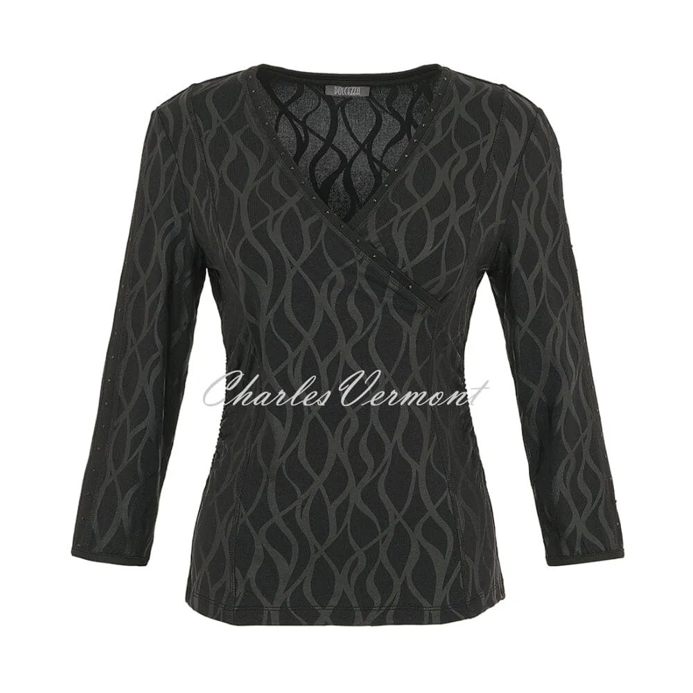 Dolcezza 'Timeless Leather' Wrap V-Neck Top - Style 74121